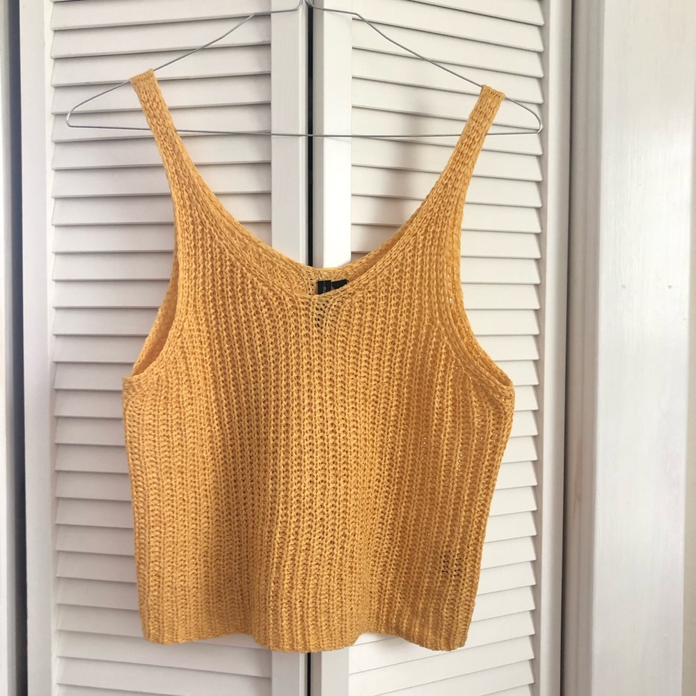 Cropped sweater-knit tank
